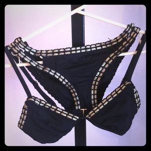 Black bikini with gold edge detail